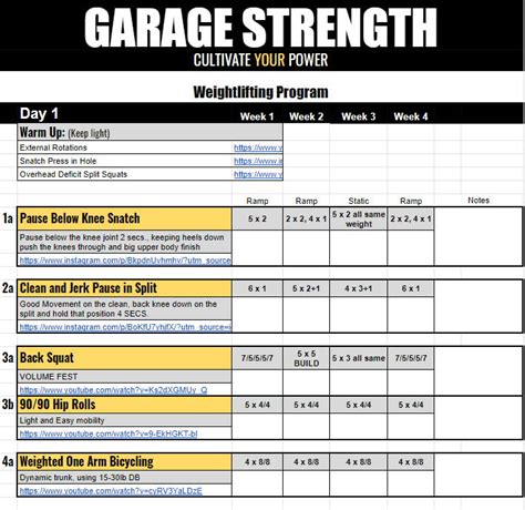 Day 1 Strength Workout. . Garage strength program pdf free